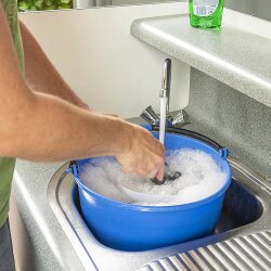 Waschschüssel Plastik mit Korbeinsatz Eimer Kunststoff Camping Vielzweckeimer 15