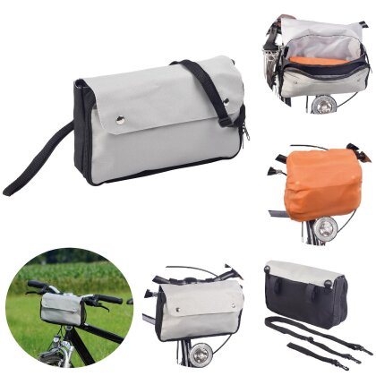 Fahrradtasche Lenkertasche 25x15,5x8,5 cm Fahrrad Tasche Lenker Klettverschluss Regenhaube Polyester Hauptfach Reißverschlussfach Schultergurt abnehmbar Handschlaufe