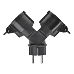 Schuko Stecker Zweifach IP44 Kupplung Schukostecker Mehrfachsteckdose Steckdose