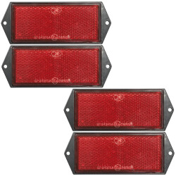 4 x Reflektor für Anhänger 104 x 40 mm - Farbe Rot mit Schraubbefestigung Rückstrahler Seitenstrahler Anhänger Zubehör