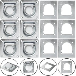 6x Zurrmulde 6 x Gegenplatte 800kg Zurrmulden Set 6x mit Gegenplatten aus Stahl verzinkt – Anhänger Zubehör zur sicheren Ladungssicherung