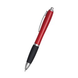 Kugelschreiber Rot – 14 cm Druckmechanismus aus Kunststoff & Stahlklipp – taillierte Form, blau schreibend mit Großraummine – Schreibgeräte für Büro & Schule – 50 Stück