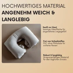 3x Nackenkissen Grau – Nackenhörnchen für Reisen – weiches Nackenstützkissen mit praktischer Aufbewahrungstasche – ideal für Flugzeug, Auto, Bahn & Urlaub