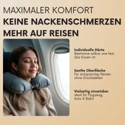 3x Nackenkissen Grau – Nackenhörnchen für Reisen – weiches Nackenstützkissen mit praktischer Aufbewahrungstasche – ideal für Flugzeug, Auto, Bahn & Urlaub