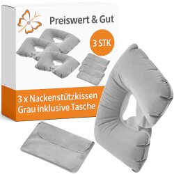 Nackenkissen 3er Set Grau – Nackenhörnchen...