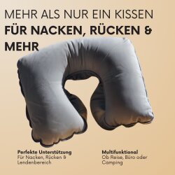 Nackenkissen 3er Set Grau – Nackenhörnchen für Reisen – weiches Nackenstützkissen mit praktischer Aufbewahrungstasche – ideal für Flugzeug, Auto, Bahn & Urlaub