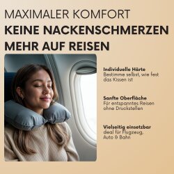 Nackenkissen 3er Set Grau – Nackenhörnchen für Reisen – weiches Nackenstützkissen mit praktischer Aufbewahrungstasche – ideal für Flugzeug, Auto, Bahn & Urlaub