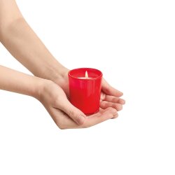 Kerzen im Glas 25 Stück rot Ø 5,5 x 6,6 cm Wachs Kerzen mit ca. 20 Stunden Brenndauer für Deko & Tischdekoration