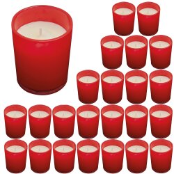 Kerzen im Glas 25 Stück rot Ø 5,5 x 6,6 cm Wachs Kerzen mit ca. 20 Stunden Brenndauer für Deko & Tischdekoration