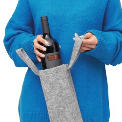 10x Filztasche für Weinflaschen 29,5 x 10,5 x 10,5 cm – Geschenktüten für Weingeschenk beim Rotwein an Weihnachten oder Hochzeit als Weintasche Grau mit 2 Henkeln aus Filz