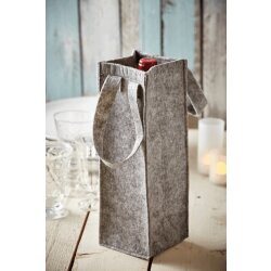 10x Filztasche für Weinflaschen 29,5 x 10,5 x 10,5 cm – Geschenktüten für Weingeschenk beim Rotwein an Weihnachten oder Hochzeit als Weintasche Grau mit 2 Henkeln aus Filz