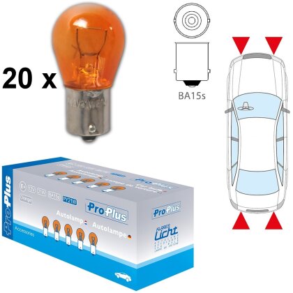 20 x Autolampe Glühbirne 21W Blinker BA15s 12V Orange Blinkerbirne Leuchtmittel