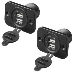 2x USB Doppel 2100mA 12V/24V Einbausteckdose Einbaubuchse Stecker Ladegerät LKW
