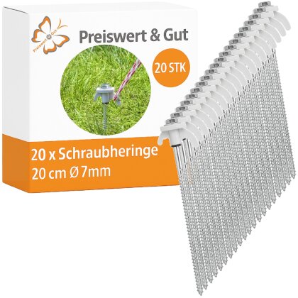 20x Schraubheringe Metall 20cm Zeltheringe zum Schrauben Ø7,5mm Heringe Zelt für steinige Böden