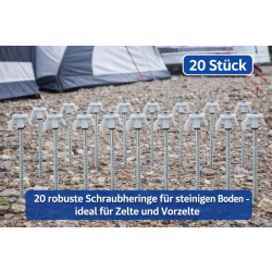 20x Schraubheringe Metall 20cm Zeltheringe zum Schrauben...