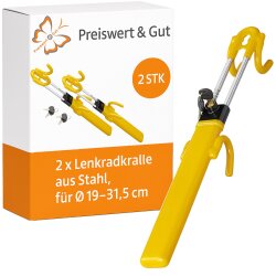 2x Lenkradkralle Auto Diebstahlschutz – Lenkradschloss aus Stahl, einfache Montage, Lenkradsperre für Ø 19–31,5 cm, abschreckend sichtbar