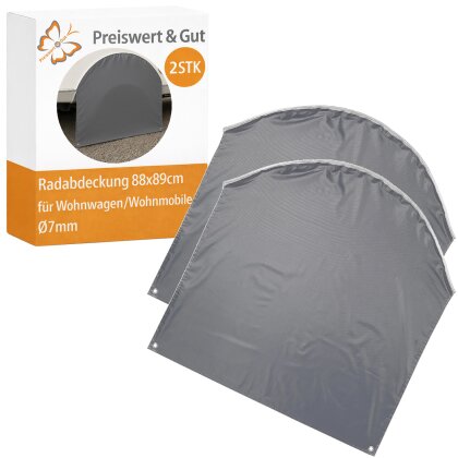 Radabdeckung Wohnwagen 2er Set 88x89cm für Wohnwagen & Wohnmobil wetterfest aus Polyestergewebe, Radkastenabdeckung als Reifenschutz mit 2 Ösen zur Fixierung