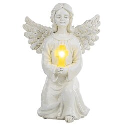 Friedhof Figur H22cm Engel Solar LED Grab Licht Grabschmuck Engelsfigur Deko