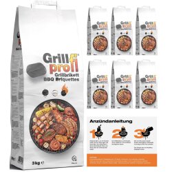 6 x 3 Kg Grillbriketts Aktivkohle 18 Kg Briketts zum Grillen Grillkohle Made in Germany