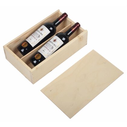 Weinkiste 2x0,75L Holz mit Deckel Holzkiste Wein Kiste Aufbewahrungsbox EU-Ware