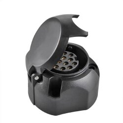 13 polige Anhänger Steckdose Set mit Dichtung und Schrauben für PKW Anhängerkupplung schwarz mit Abschaltkontakt PVC System 1 Stück Steckdose 13 polig inklusive Dichtung und Schraubensatz