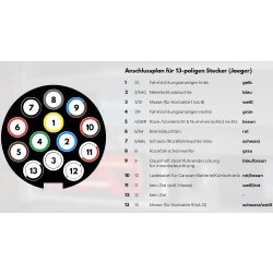 13 polige Anhänger Steckdose Set mit Dichtung und Schrauben für PKW Anhängerkupplung schwarz mit Abschaltkontakt PVC System 1 Stück Steckdose 13 polig inklusive Dichtung und Schraubensatz