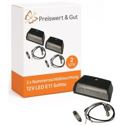 Kennzeichenleuchte 12V C5W E11 geprüft schwarz PC PP wetterfest langlebig einfache Montage universell für Anhänger PKW Wohnwagen 2 Stück