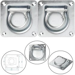 2x Zurrmulde 105x105mm mit Öse Ring Planenöse Ladungsicherung Zurring Zurrlasche