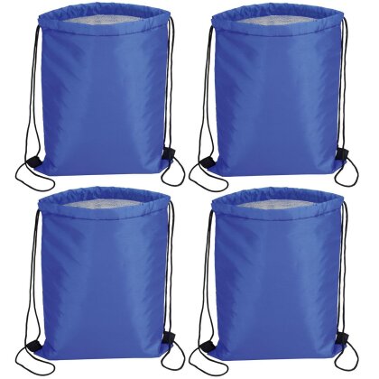 4 x Kühltasche ca. 32 x 42 cm Einkaufstasche mit Tragekordeln Kühlrucksack blau