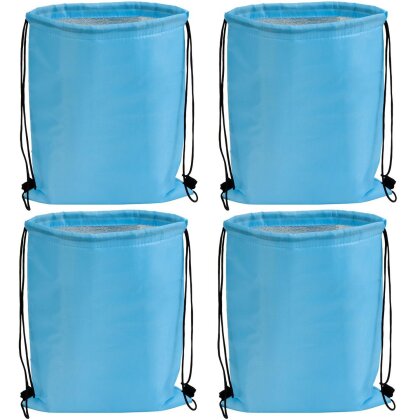 4 x Kühltasche ca. 32x42cm Einkaufstasche mit Tragekordeln Kühlrucksack hellblau