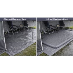 Bodenplane aufblasbarer Rand B 2,5M bis 3M L 3,5M bis 6M Vorzeltteppich für Vorzelt Wohnwagen Wohnmobil Campingbus Kastenwagen Vorzeltboden PVC für Campingplatz Festival Dauercamping