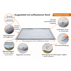 Bodenplane aufblasbarer Rand PVC 300gr/m2 B 2,5M bis 3M L 3,5M bis 6M Vorzeltteppich für Vorzelt Wohnwagen Wohnmobil Campingbus Kastenwagen Vorzeltboden PVC für Campingplatz Festival Dauercamping