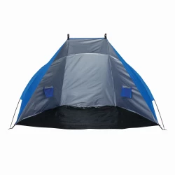Strandmuschel UV Schutz Strandzelt Sonnenschutz 170x100x100 cm Blau Polyester Fiberglasgestänge Pop-Up-ähnliches Stecksystem freistehend mit Heringen Strand Badesee Camping Garten Festival