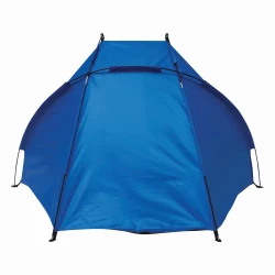 Strandmuschel UV Schutz Strandzelt Sonnenschutz 170x100x100 cm Blau Polyester Fiberglasgestänge Pop-Up-ähnliches Stecksystem freistehend mit Heringen Strand Badesee Camping Garten Festival