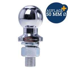 Kugelkopf Anhängerkupplung inklusive Mutter und Federring M22 E13 2000kg 50mm