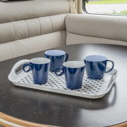 AS 1 x Tablett fürs Bett, Camping & Grillen – Großes Serviertablett mit Henkel, Anti-Rutsch, 39,5x28,5cm Kunststoff AS