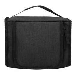 Kulturtasche mit Reporterfunktion 26,5x12,5x18 cm Waschtasche mit Reißverschluss Hauptfach Innenfach elastischer Trageschlaufe Trolley Aufsteckfunktion anthrazit geräumig für Reisen Bad Camping