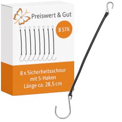 8x Sicherheitsschnur mit S-Haken für...