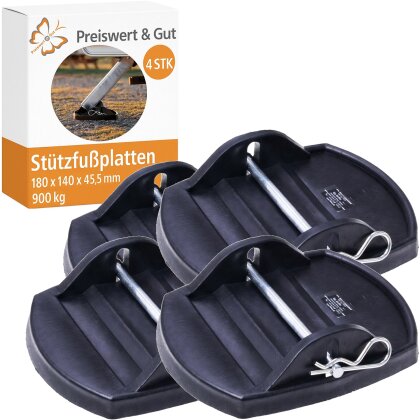 Stützplatten Wohnwagen 4er Set 180x140 mm Stützfußplatten Unterlegplatten für Caravan Wohnmobil Campinganhänger Kunststoff mit Sicherungsstift