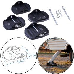 Wohnwagen Zubehör Stützfußplatten Set 4 Stück aus Kunststoff – Stabilisierung für Caravan & Wohnmobil, 180×140 mm, Montage ohne Werkzeug