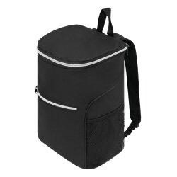 Kühltasche faltbar 28,5x20x38 cm isolierte Camping Picknick Tasche schwarz mit Reißverschluss Hauptfach seitlichen Netztaschen und Tragegriff ideal für Strand Park Outdoor Picknick Freizeit
