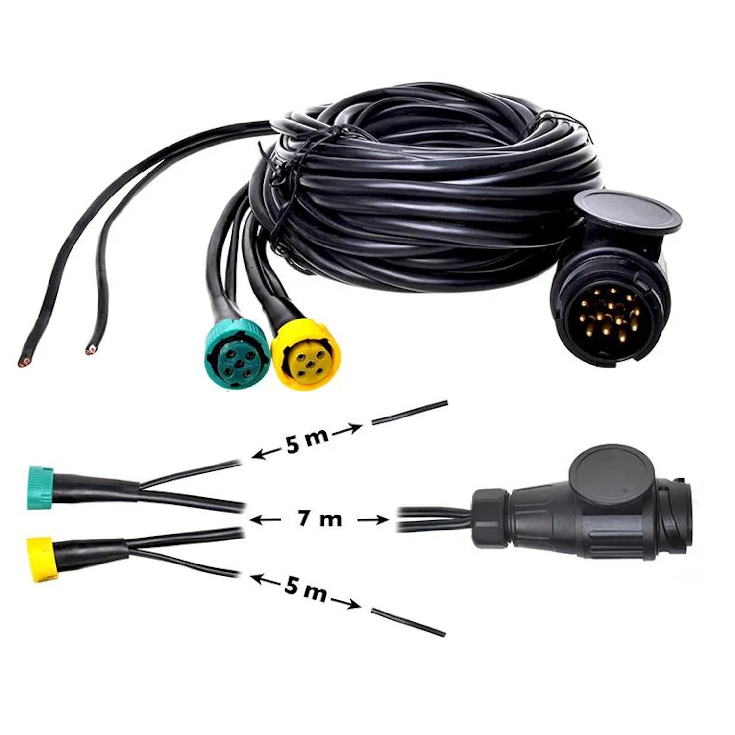 Kabelsatz 7M Stecker 13polig 5M Abgang Anhängerkabel Anhänger Rückleuchten Pr, 45,90