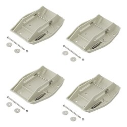 4 STK Stützplatte Wohnwagen Hubstützen Kunststoff grau 27,5 x 20,5 cm kompatibel für AL-KO Ausdrehstützen und Eckstützen, mit Feder, Metallstift und Arretierbolzen