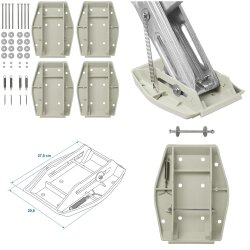 4 STK Stützplatte Wohnwagen Hubstützen Kunststoff grau 27,5 x 20,5 cm kompatibel für AL-KO Ausdrehstützen und Eckstützen, mit Feder, Metallstift und Arretierbolzen