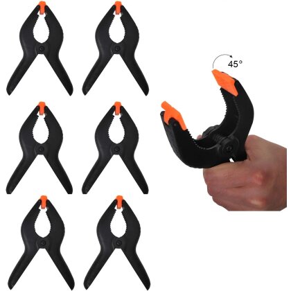 6er-Set Kunststoffzwingen 158 mm / 111 mm – Klemmzwingen mit bis 70 mm Spannweite – Leimzwingen für präzise Holzverbindungen – stabile Leimklemmen zum Fixieren von Holz, Kunststoff & Modellbau