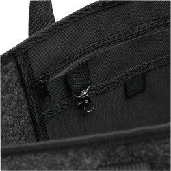 Filztasche Einkaufstasche faltbar 46x15x40 cm anthrazit mit Reißverschlusstasche Bodenverstärkung Karabiner Shopper aus Polyester