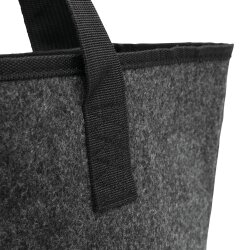 Filztasche Einkaufstasche faltbar 46x15x40 cm anthrazit mit Reißverschlusstasche Bodenverstärkung Karabiner Shopper aus Polyester