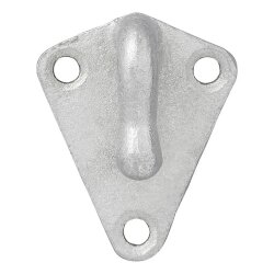 Planenhaken 20er Set 40x45 mm aus feuerverzinktem Gusseisen. Dreiloch-Haken für Anhängernetze und Planen. Robust, korrosionsgeschützt, ideal für Autoanhänger.