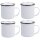 4x Emaille Becher 350ml - Edelstahlbecher silberner EdelstahlkranzEdelstahl Weiß - Camping - Weihnachten - Geburtstag