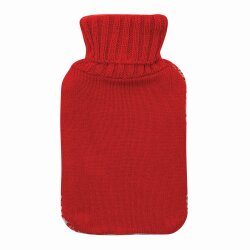 Wärmflasche 750 ml – Flauschige Gummiwärmflasche aus Naturkautschuk mit kuscheligem Zickzack-Bezug – Weiche Heißwasserflasche gegen Bauch- & Rückenschmerzen